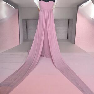 Azazie Blush Strapless Chiffon Wedding Gown